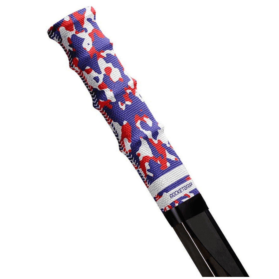 RocketGrip Color Fabric Hockey Grip - Blue / Red Camo