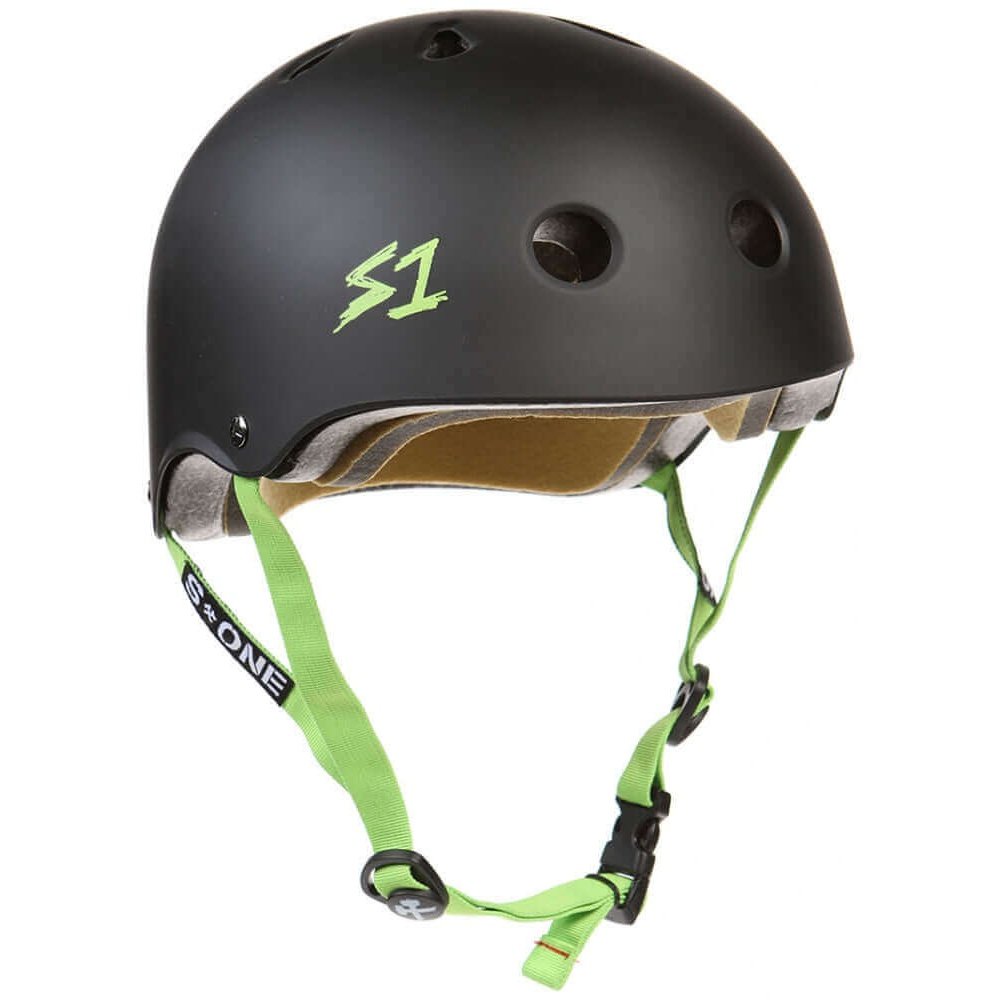 S1 Lifer Helmet Matte Black with Green Straps