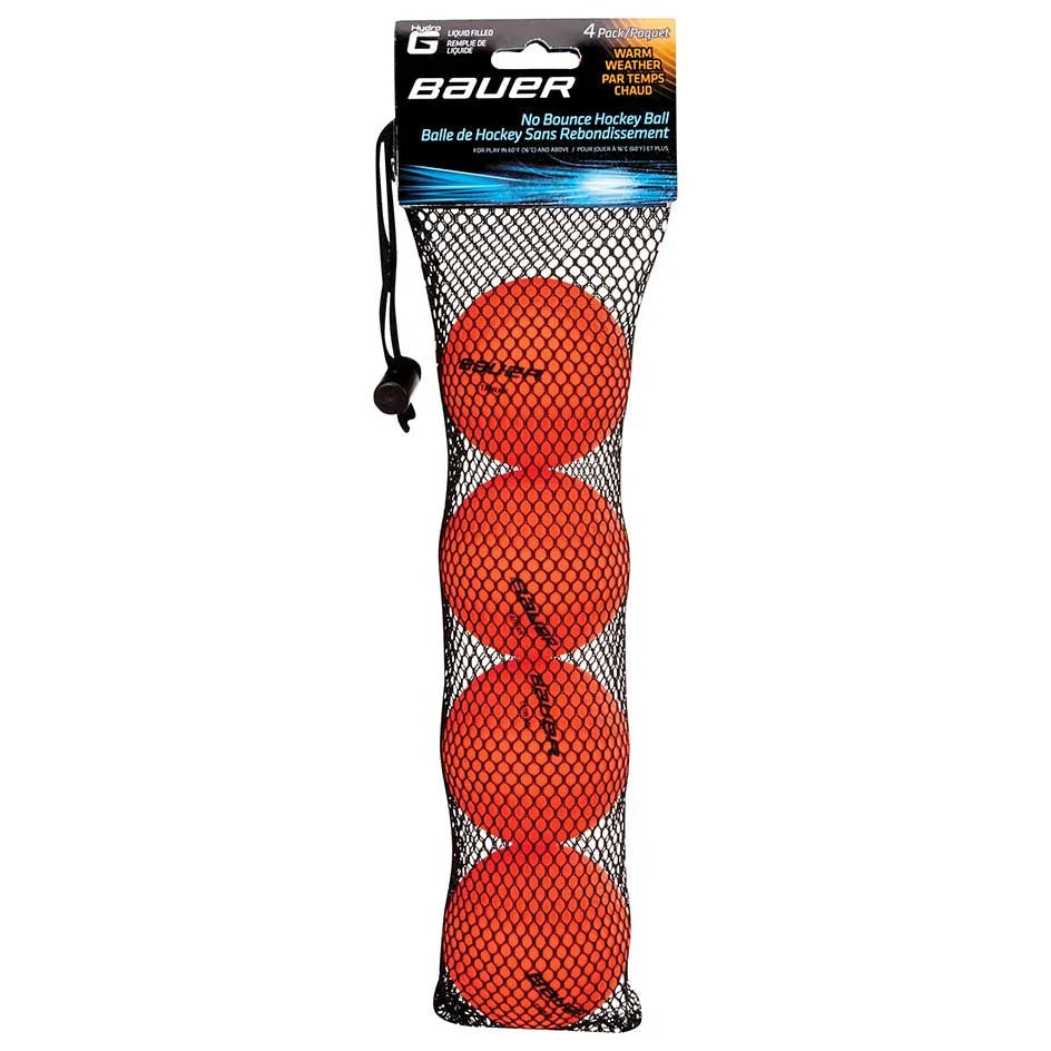 Bauer HydroG Hockey Ball - Orange - Warm Weather - 4 Pack