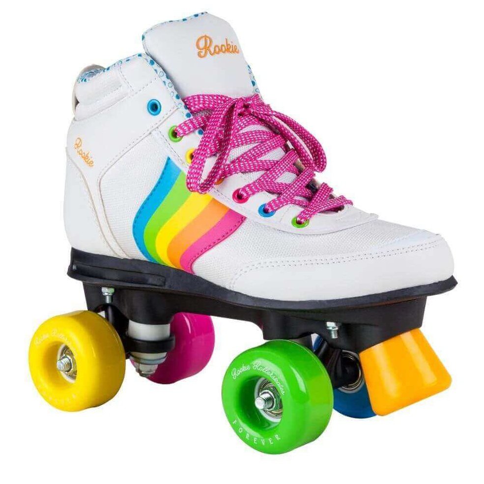 ***B Stock*** Rookie Forever Rainbow White/Multi Quad Skates