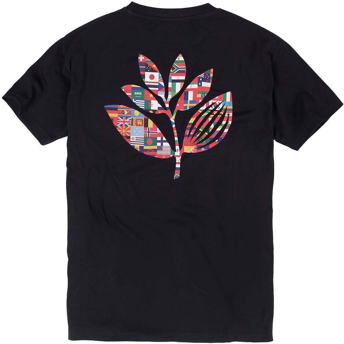 Magenta Plant Flag T-Shirt Black